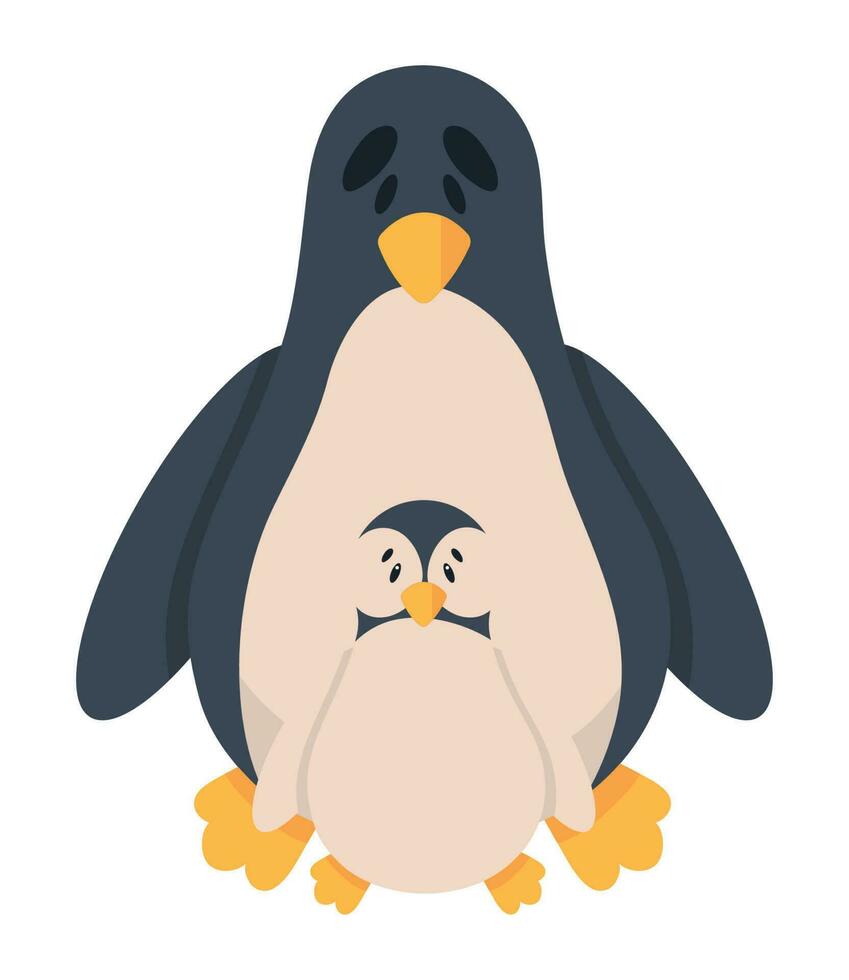 mães dia, pinguins mãe e filho ícone vetor