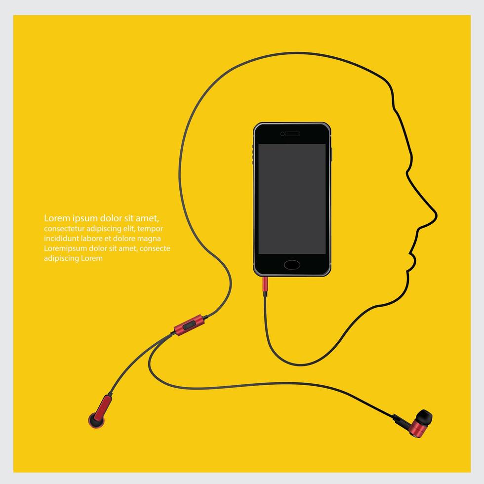 Fones de ouvido conceituais com ilustração vetorial de smartphone vetor