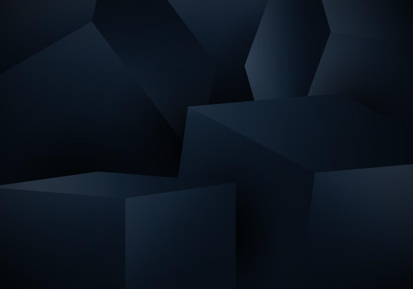 caixa de cubo 3d azul abstrato em fundo escuro vetor