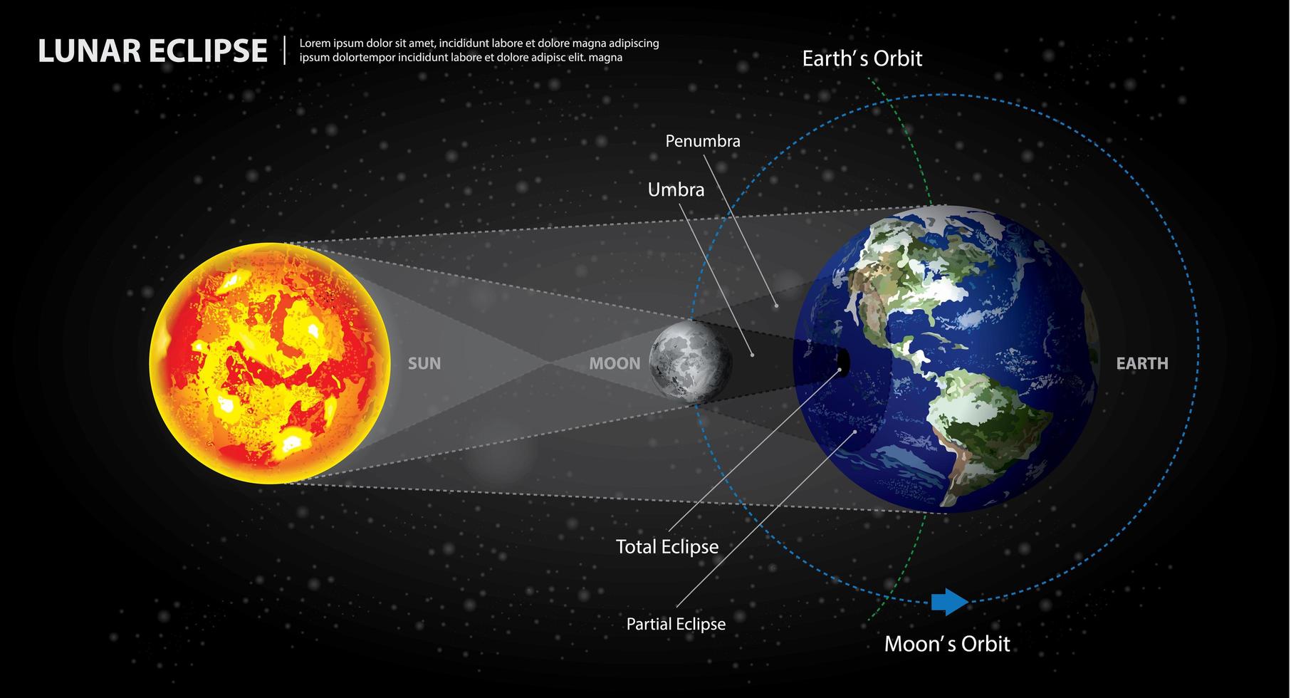 ilustração vetorial lua e sol, eclipses lunares vetor