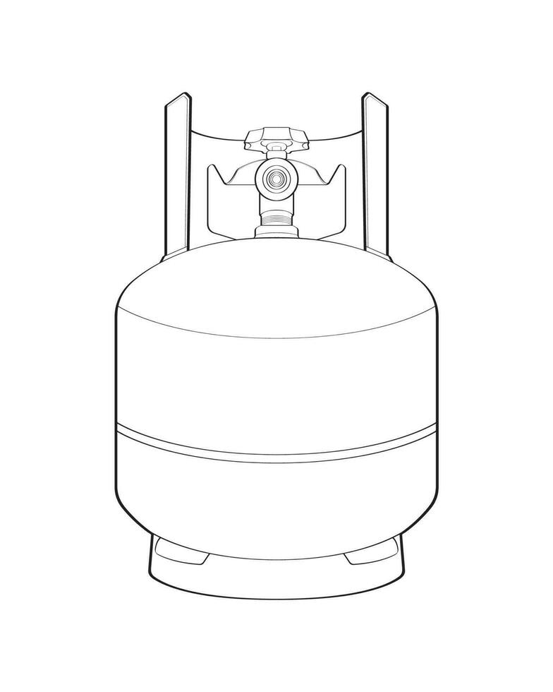 industrial gás cilindros vetor contorno. esboço do industrial gás cilindros vetor ícone Projeto isolado em branco fundo.