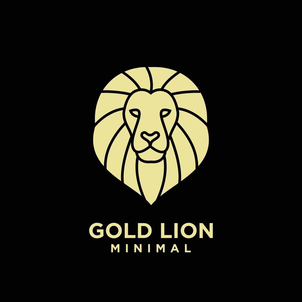 design de logotipo de vetor de cabeça de leão de ouro mínimo premium