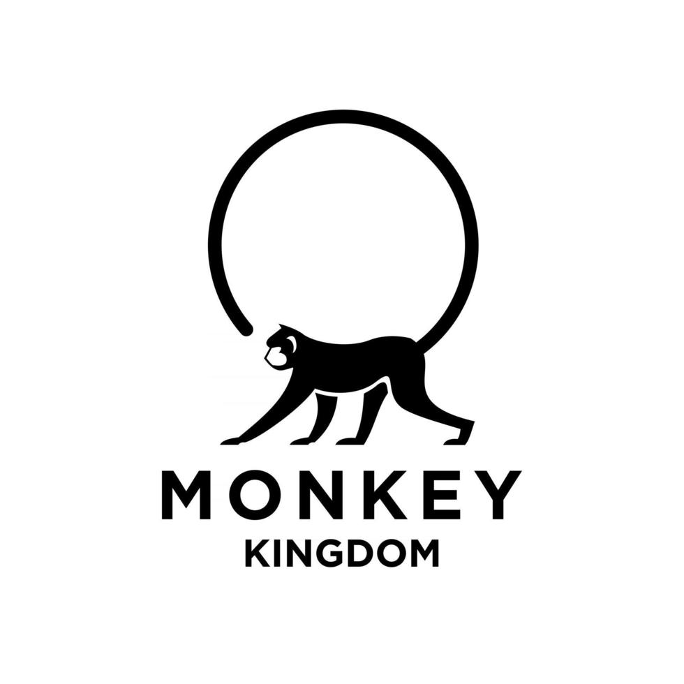 macaco de minimalismo premium no design de ilustração de ícone de logotipo de vetor redondo