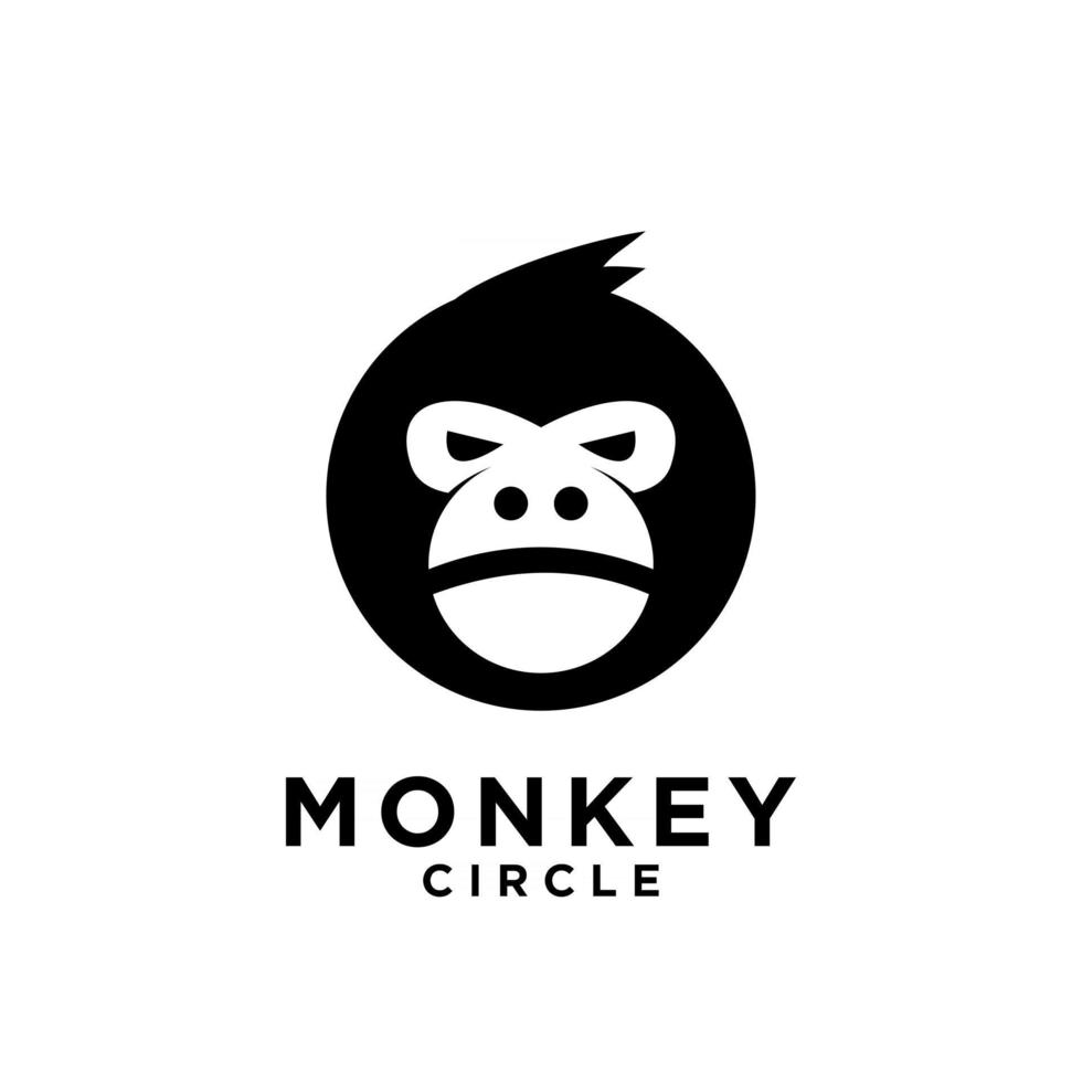 cabeça de macaco preto minimalismo premium no design de ilustração do ícone do logotipo de vetor de círculo