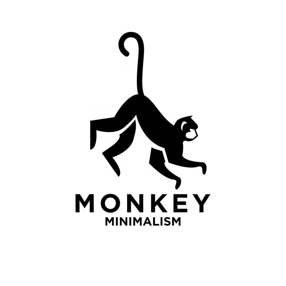 design de ilustração de ícone de logotipo de vetor de macaco de minimalismo premium