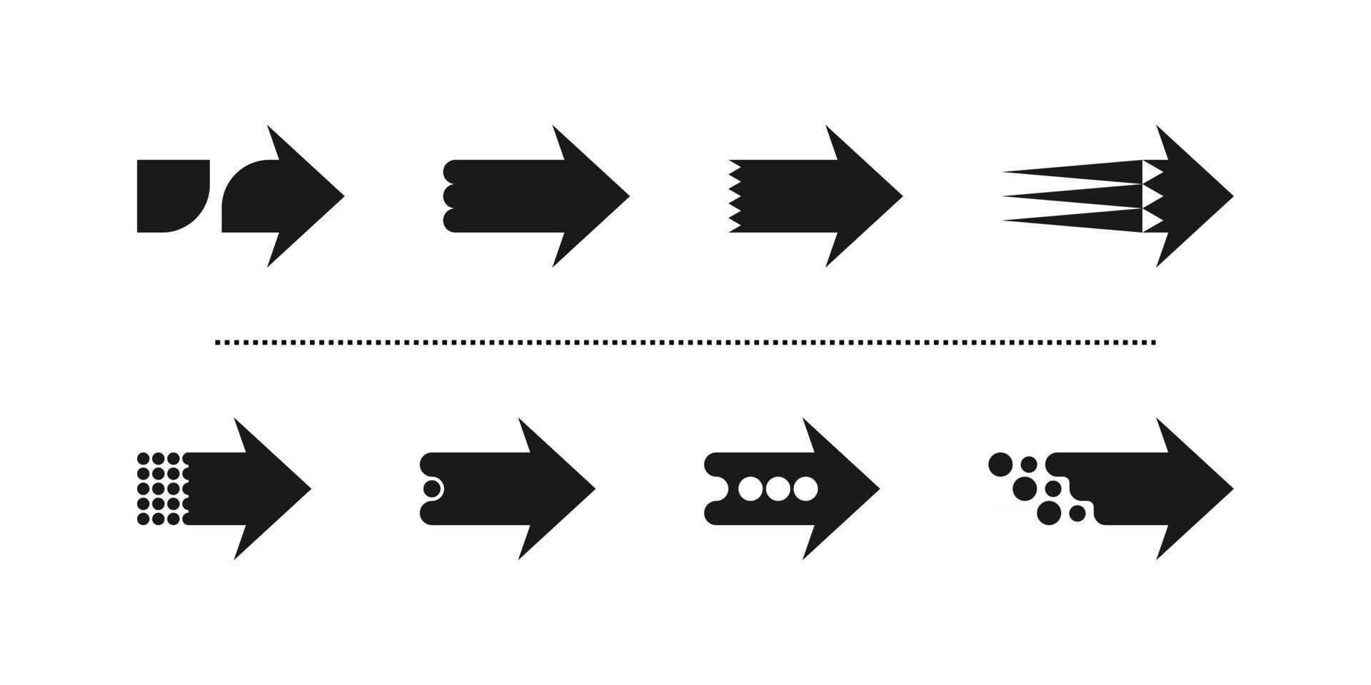 este é um conjunto de novas setas planas elegantes e incomuns com um acabamento triangular nítido vetor
