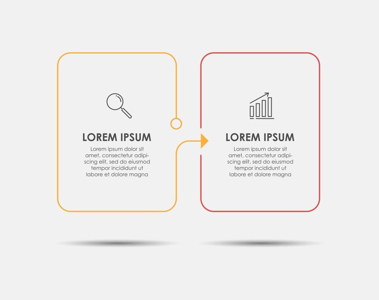 modelo de infográfico de vetor com ícones e 2 opções ou infográficos de etapas para o conceito de negócio