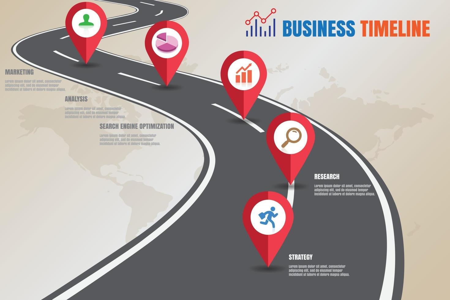 roteiro de negócios linha do tempo infográfico ícones projetados para abstrato modelo elemento moderno diagrama processo páginas da web tecnologia digital marketing dados apresentação gráfico ilustração vetorial vetor