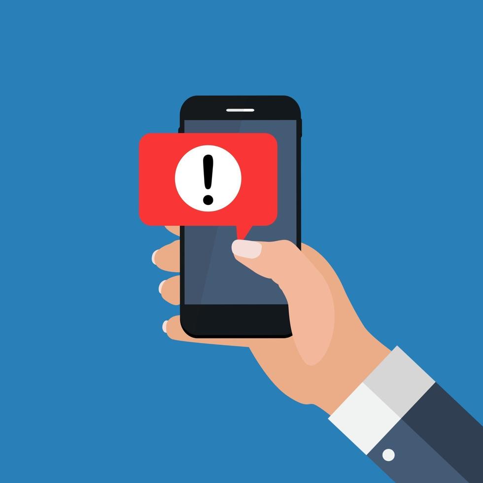 notificação de mensagem de alerta móvel no conceito de tela do smartphone vetor