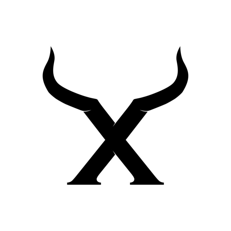 inicial carta x chifre logotipo vetor