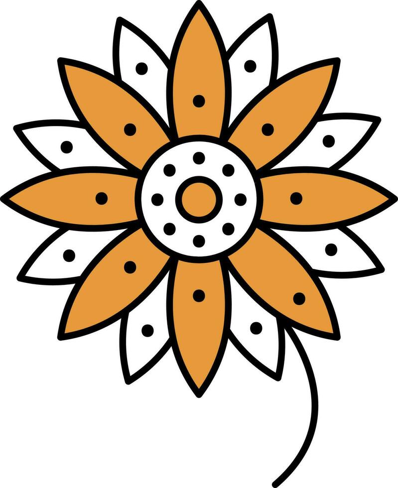 laranja e branco flor ícone dentro plano estilo. vetor