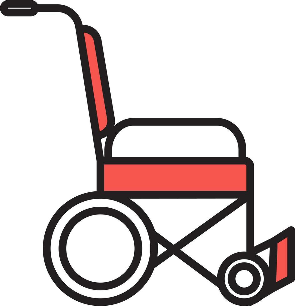 roda cadeira ícone dentro vermelho e branco cor. vetor