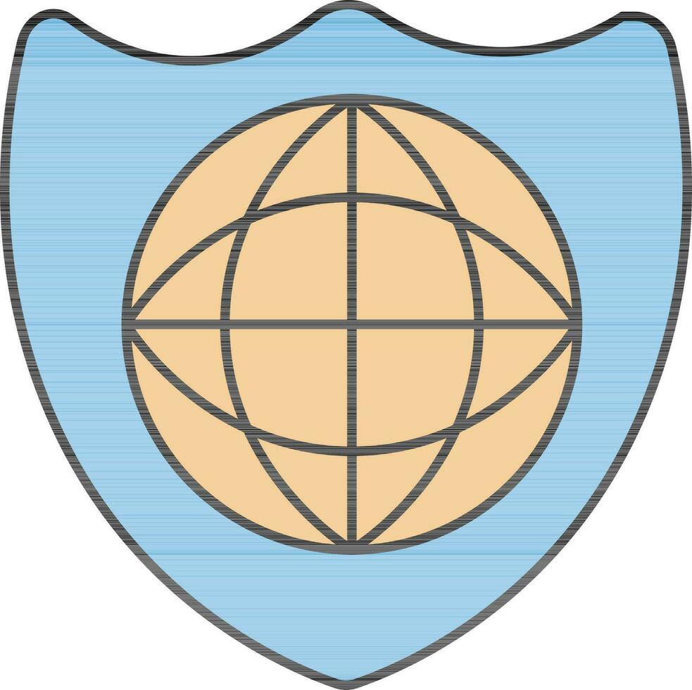 globo escudo ícone dentro azul e laranja cor. vetor