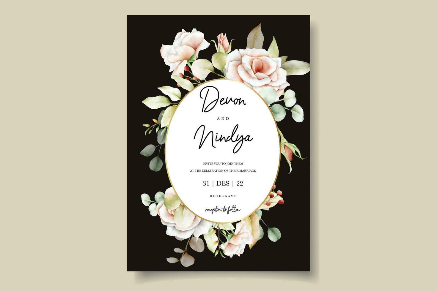 elegante Casamento convite cartão com lindo aguarela rosas vetor
