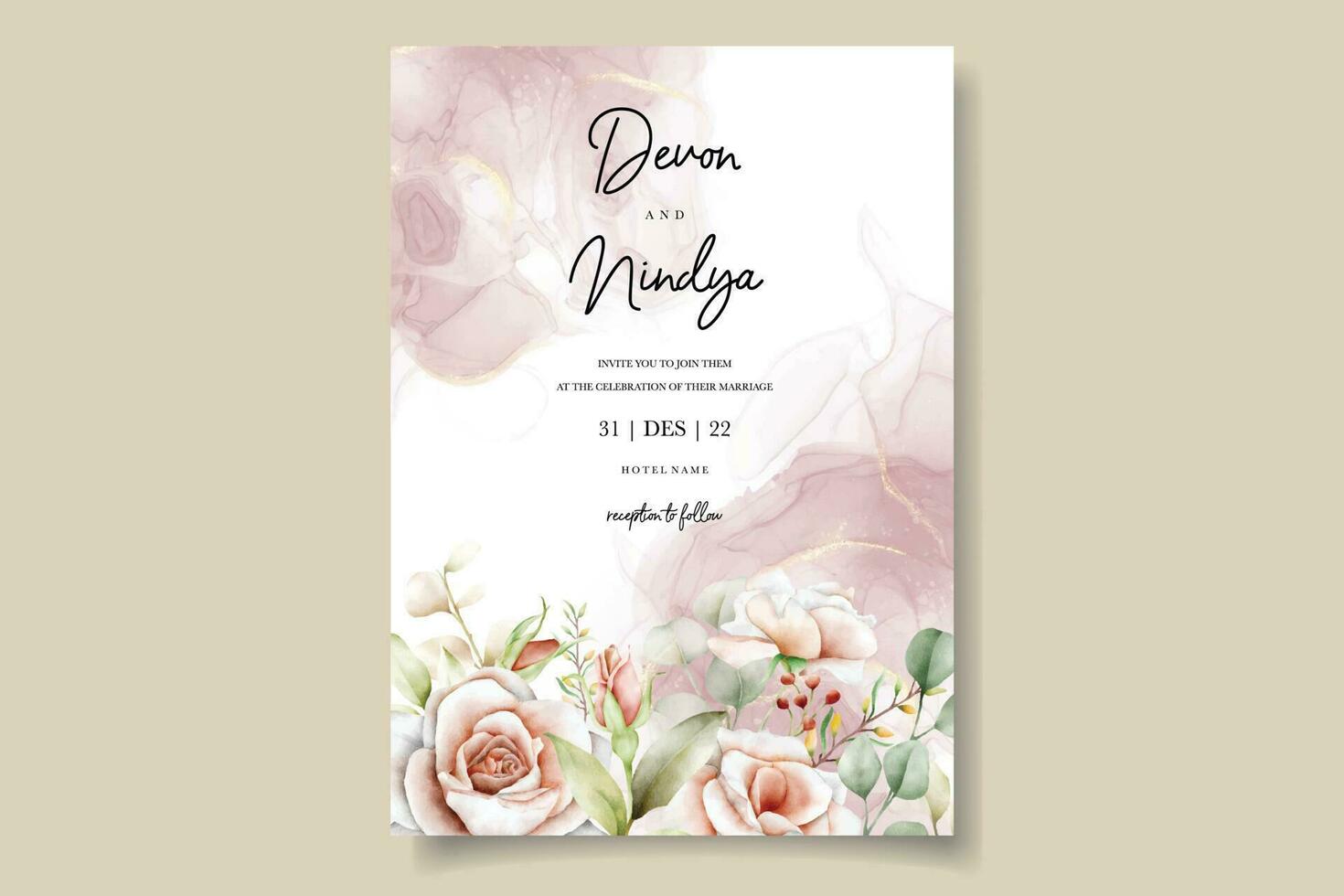Casamento convite cartão com lindo aguarela rosas decoração vetor