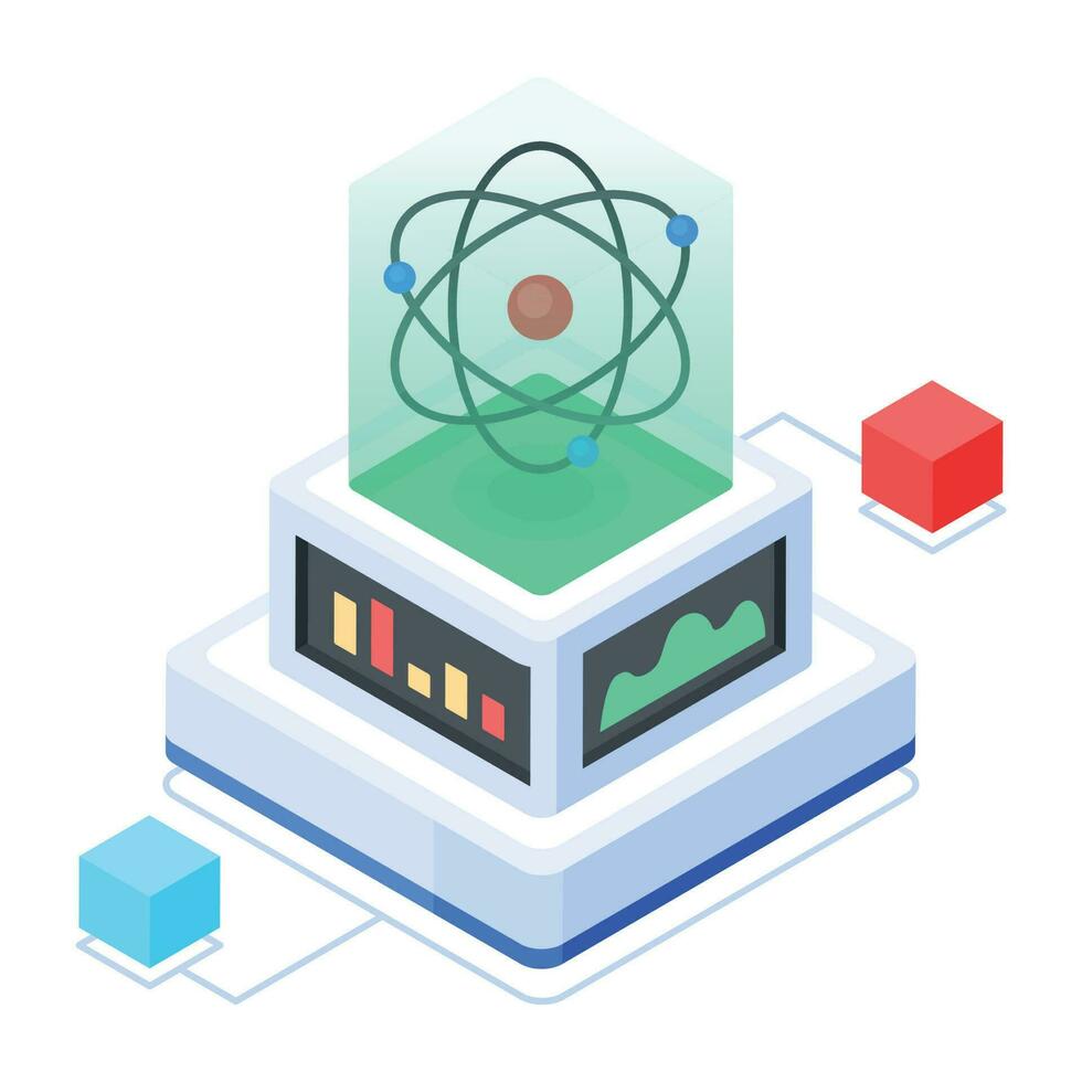 isométrico ícone do molecular vínculo vetor