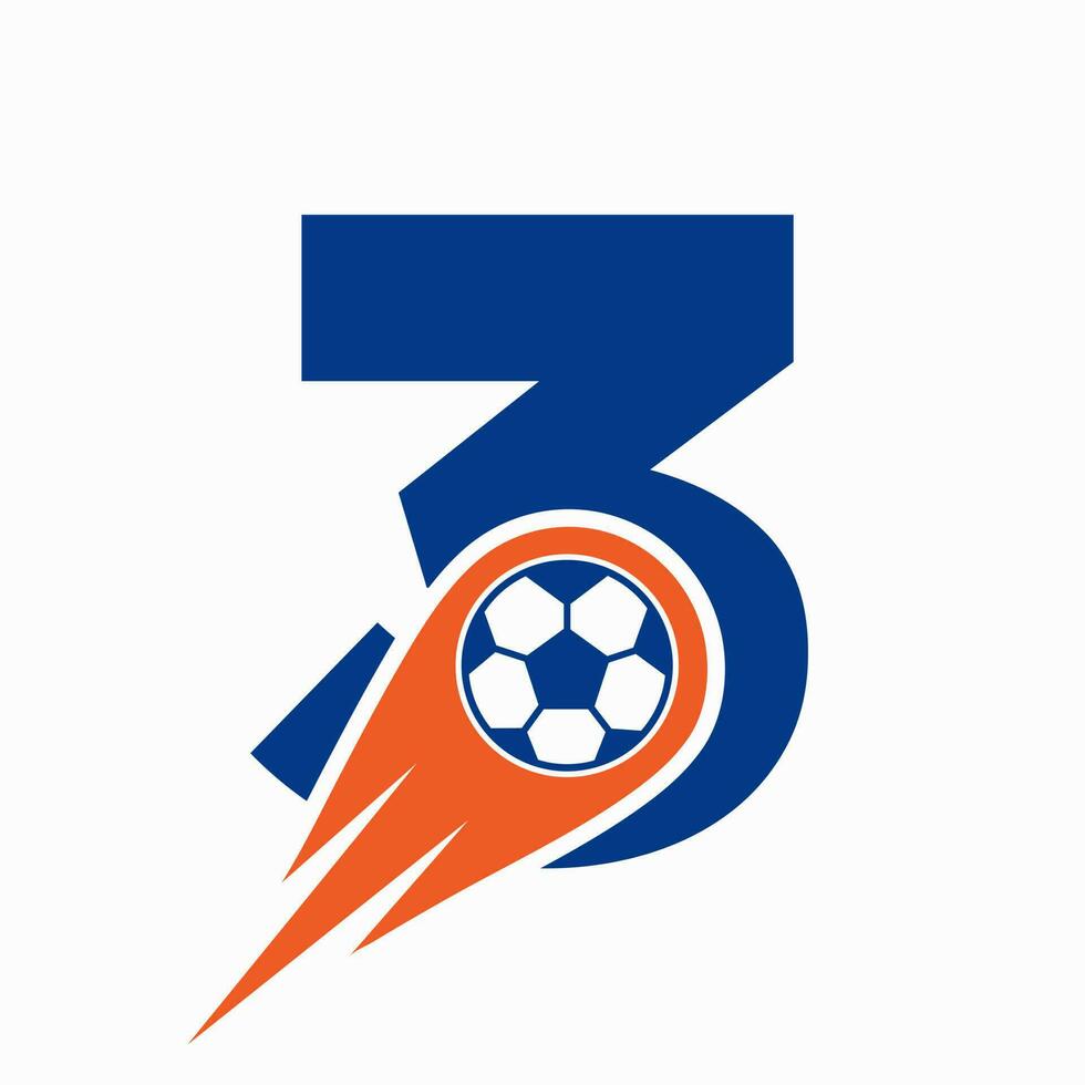 carta 3 futebol logotipo conceito com comovente futebol ícone. futebol logotipo modelo vetor