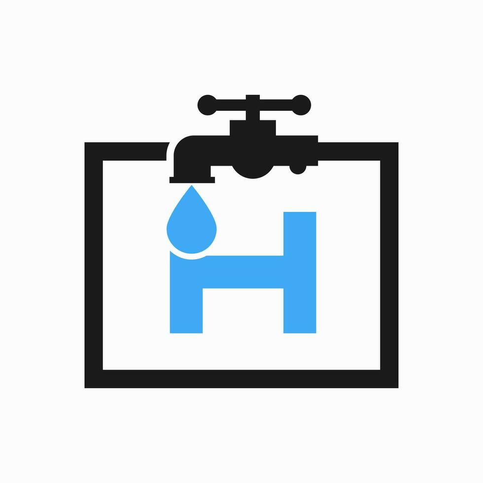 carta h encanador logotipo Projeto. encanamento água logotipo modelo vetor