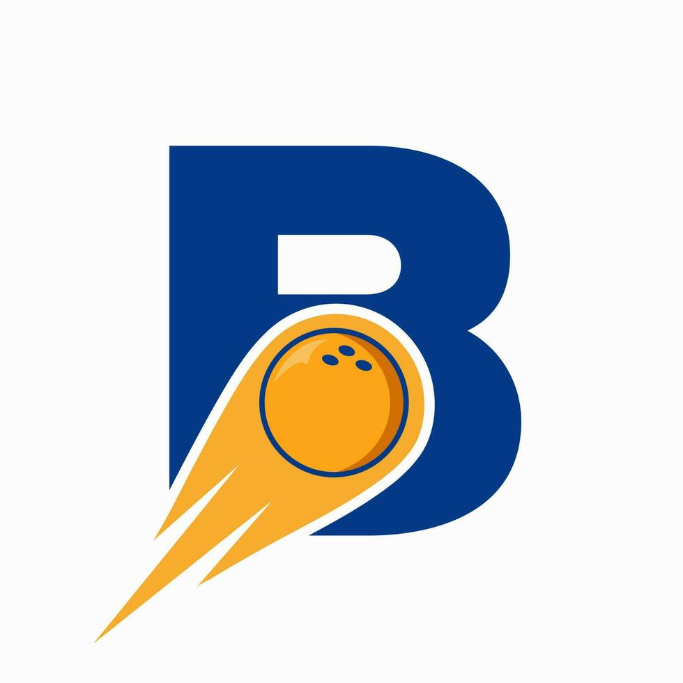 carta b boliche logotipo. boliche bola símbolo com vermelho comovente bola ícone vetor