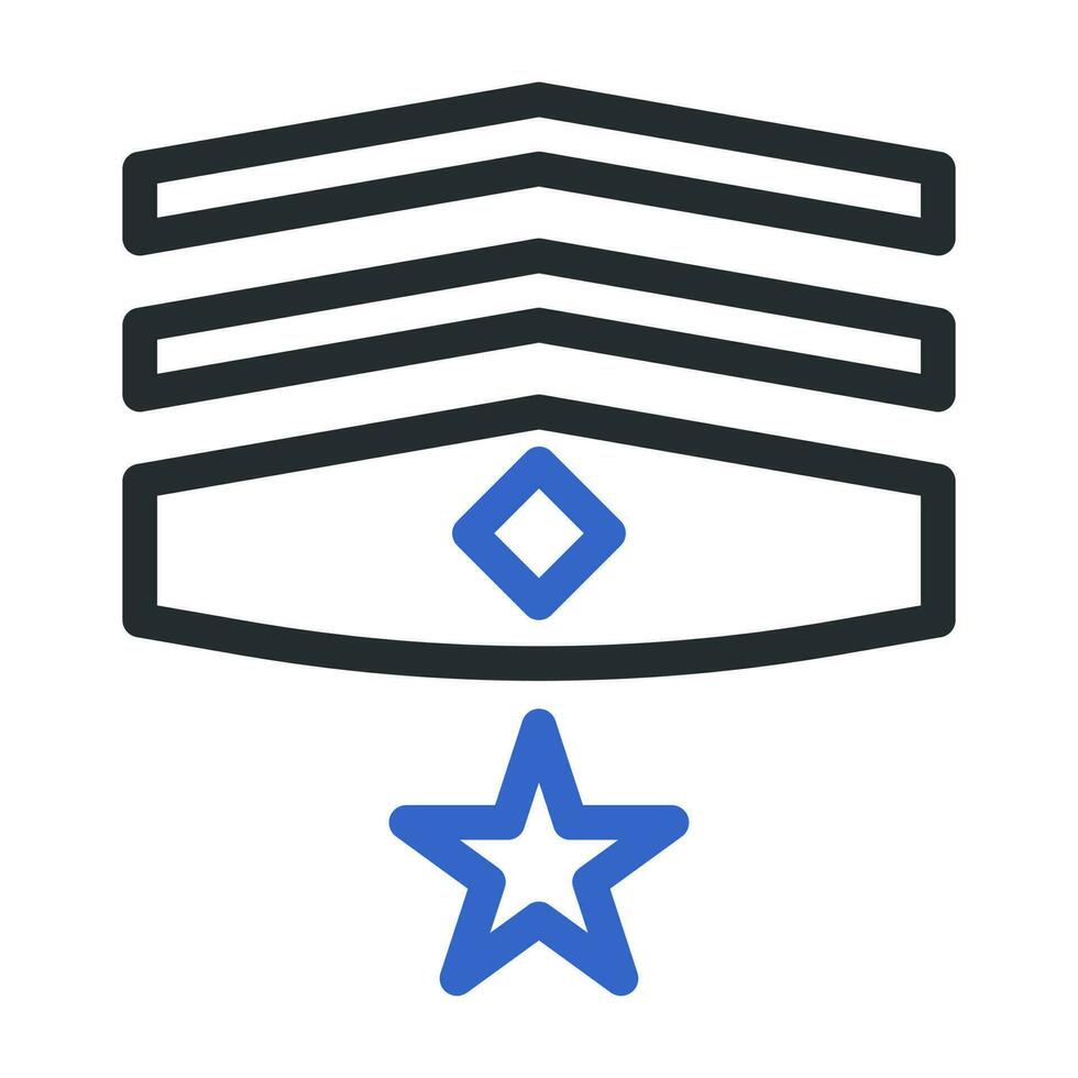 crachá ícone duocolor cinzento azul cor militares símbolo perfeito. vetor