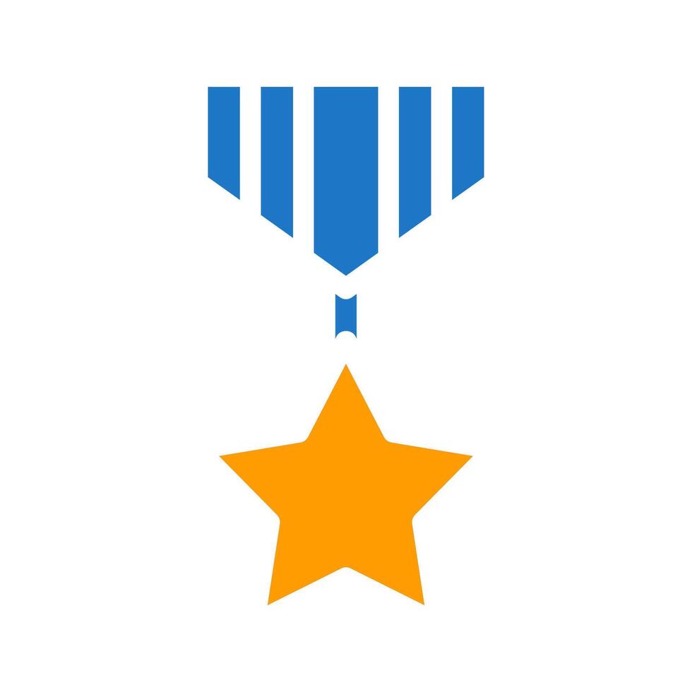 medalha ícone sólido azul laranja azul cor militares símbolo perfeito. vetor