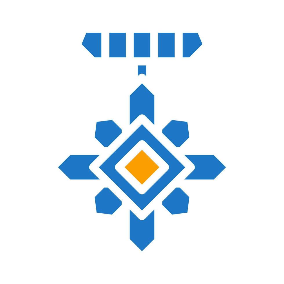medalha ícone sólido azul laranja azul cor militares símbolo perfeito. vetor