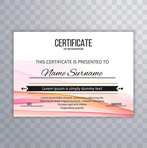 Modelo de certificado Premium prêmios diploma onda colorida illust vetor