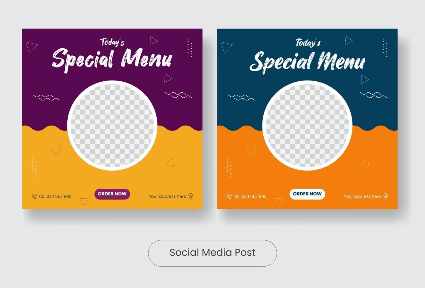menu especial mídia social post modelo banner conjunto vetor