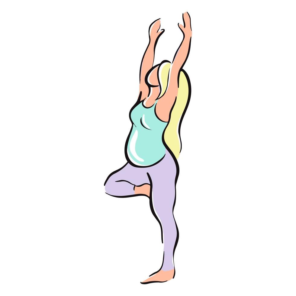 garota grávida fazendo ioga para mulheres grávidas. fitness, esportes para mulheres grávidas. ilustração vetorial vetor