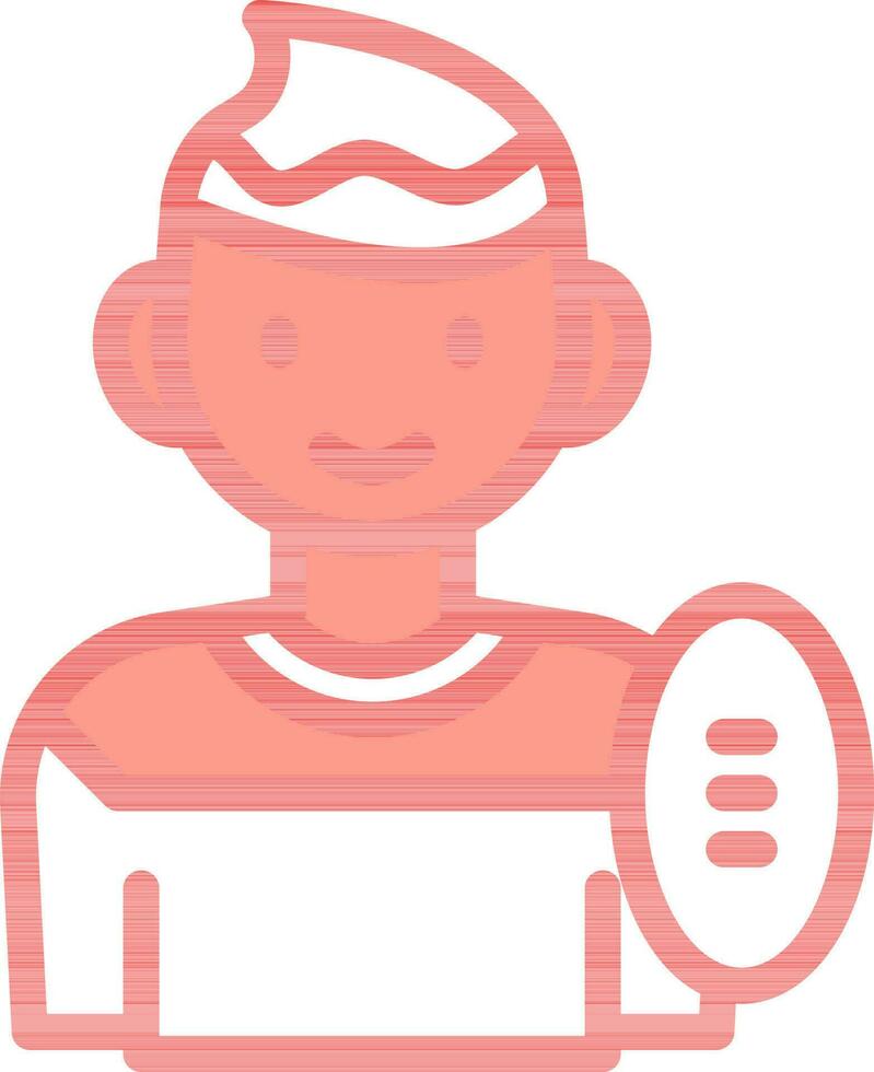 vermelho e branco ilustração do jovem homem com rúgbi ícone. vetor