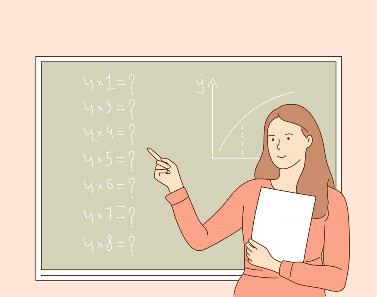 jovem professor sorridente ou professor universitário ensinando matemática vetor