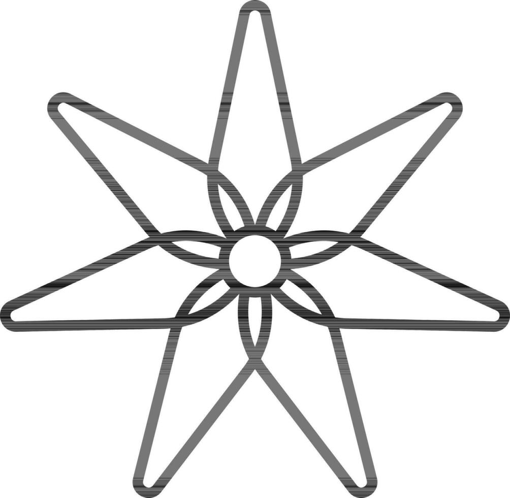 Estrela flor plano ícone dentro Preto linha arte. vetor