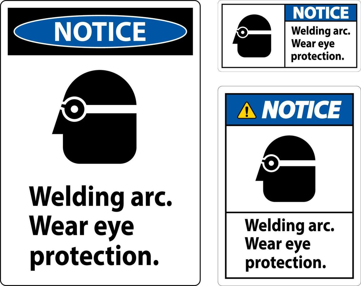 aviso prévio Soldagem arco vestem olho proteção placa vetor