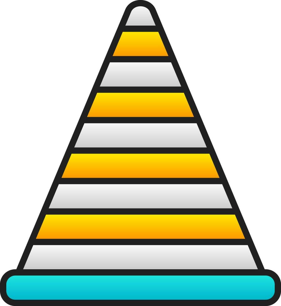 colorida sinal cone ícone dentro plano estilo. vetor