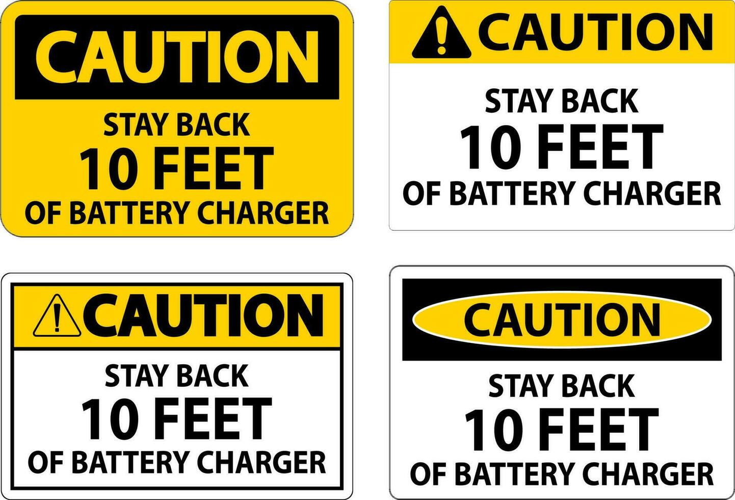 Cuidado placa fique costas 10 pés do bateria carregador vetor