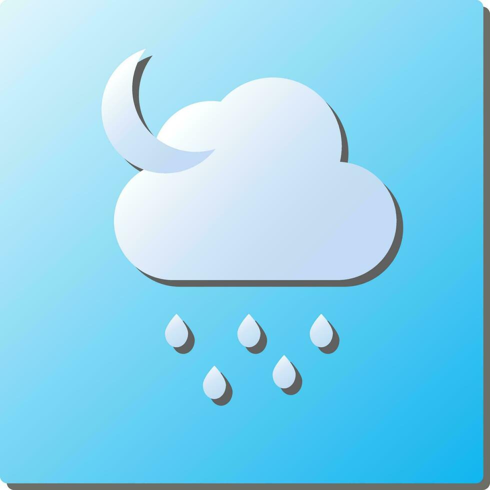 papel meia noite chuva nuvem quadrado ícone dentro azul e branco cor. vetor