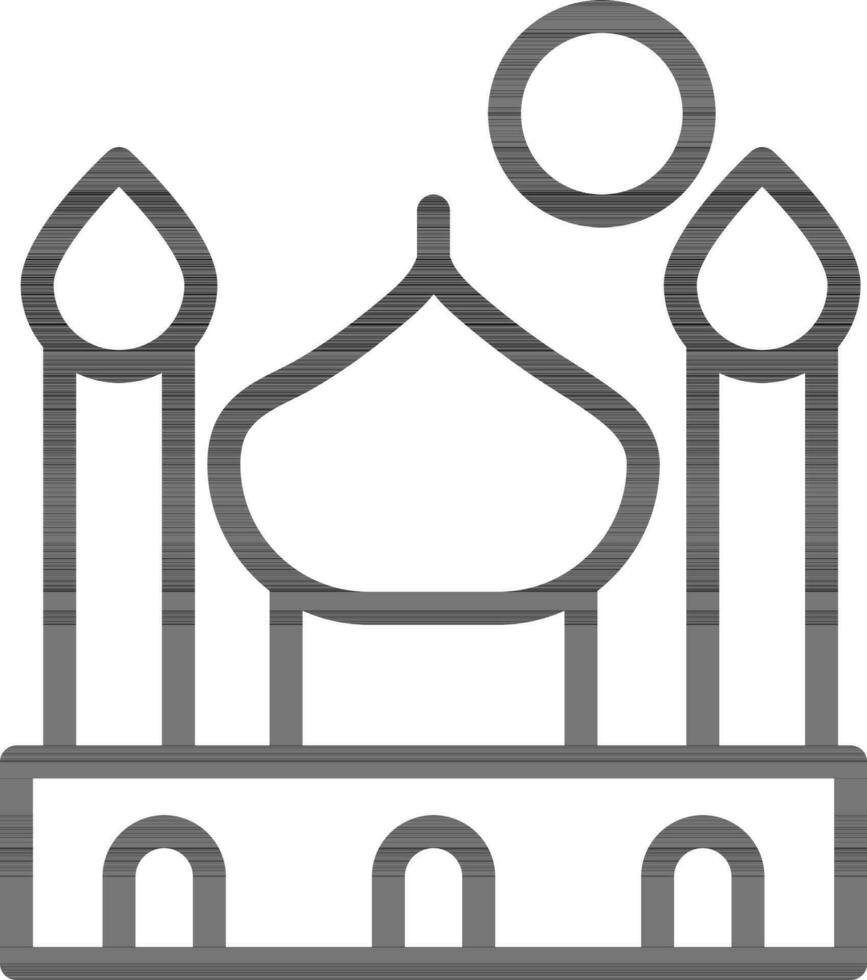 mesquita ícone dentro Preto linha arte. vetor