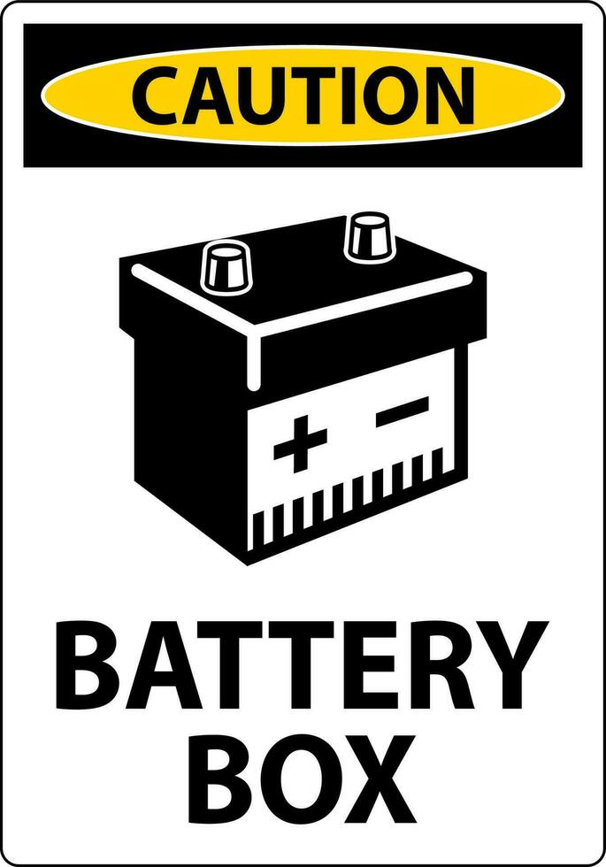Cuidado bateria caixa com ícone placa em branco fundo vetor