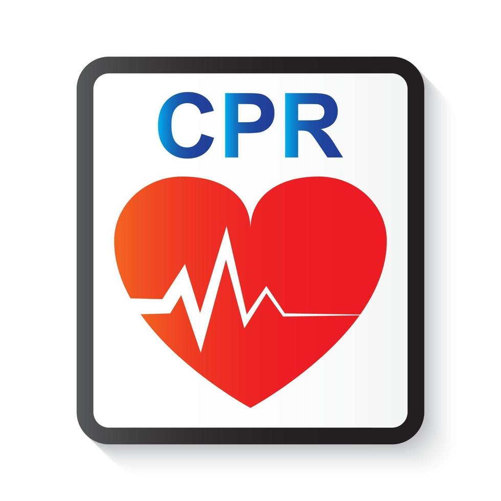 Ressuscitação cardiopulmonar cpr coração e imagem de eletrocardiograma ecg para suporte básico de vida e suporte cardíaco avançado de vida vetor