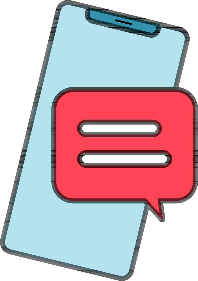 conectados conversando ou Móvel mensagem ícone dentro vermelho e azul cor. vetor