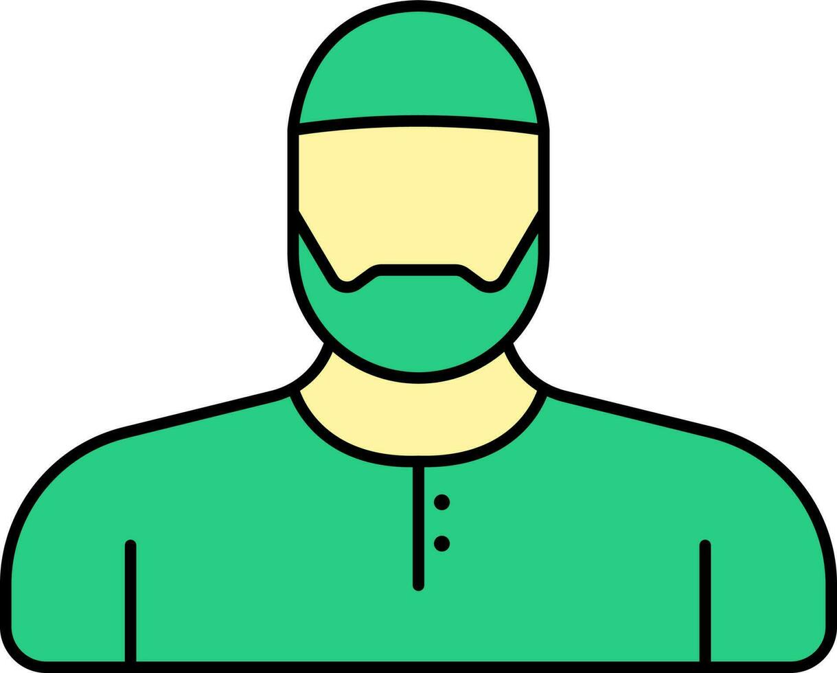 muçulmano homem ícone dentro verde e amarelo cor. vetor