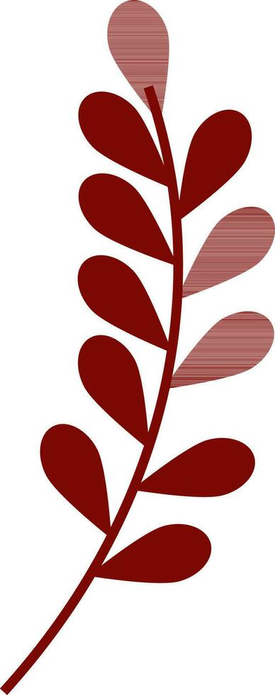 plano estilo folhas haste elemento dentro vermelho cor. vetor