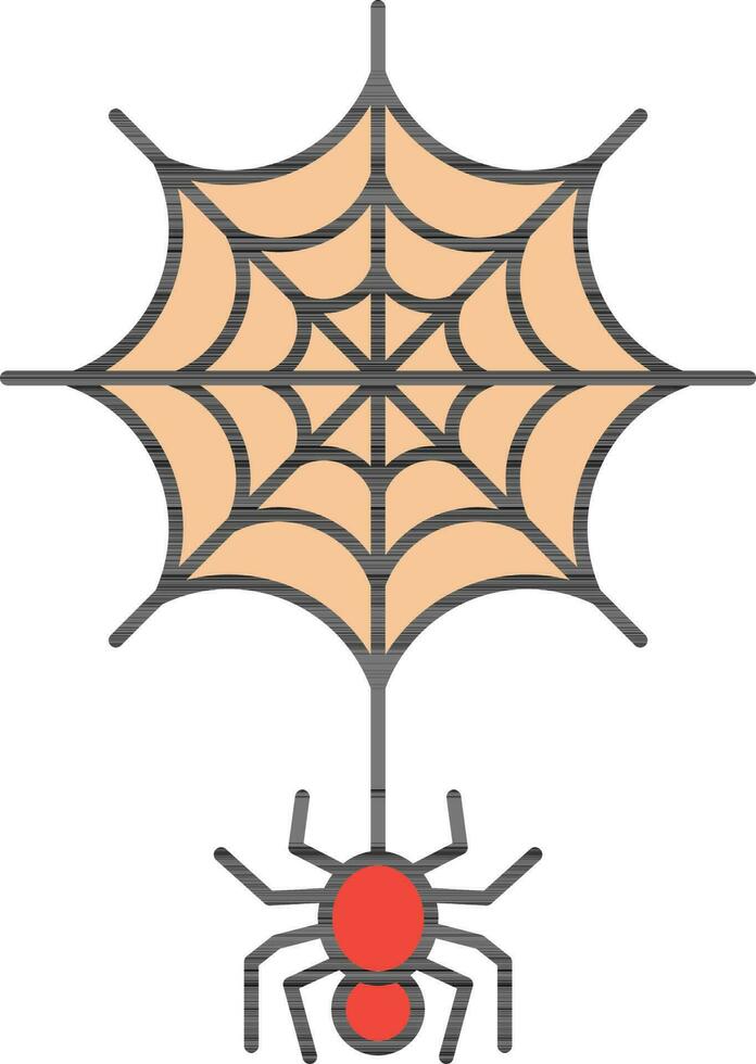 aranha rede ícone dentro vermelho e laranja cor. vetor