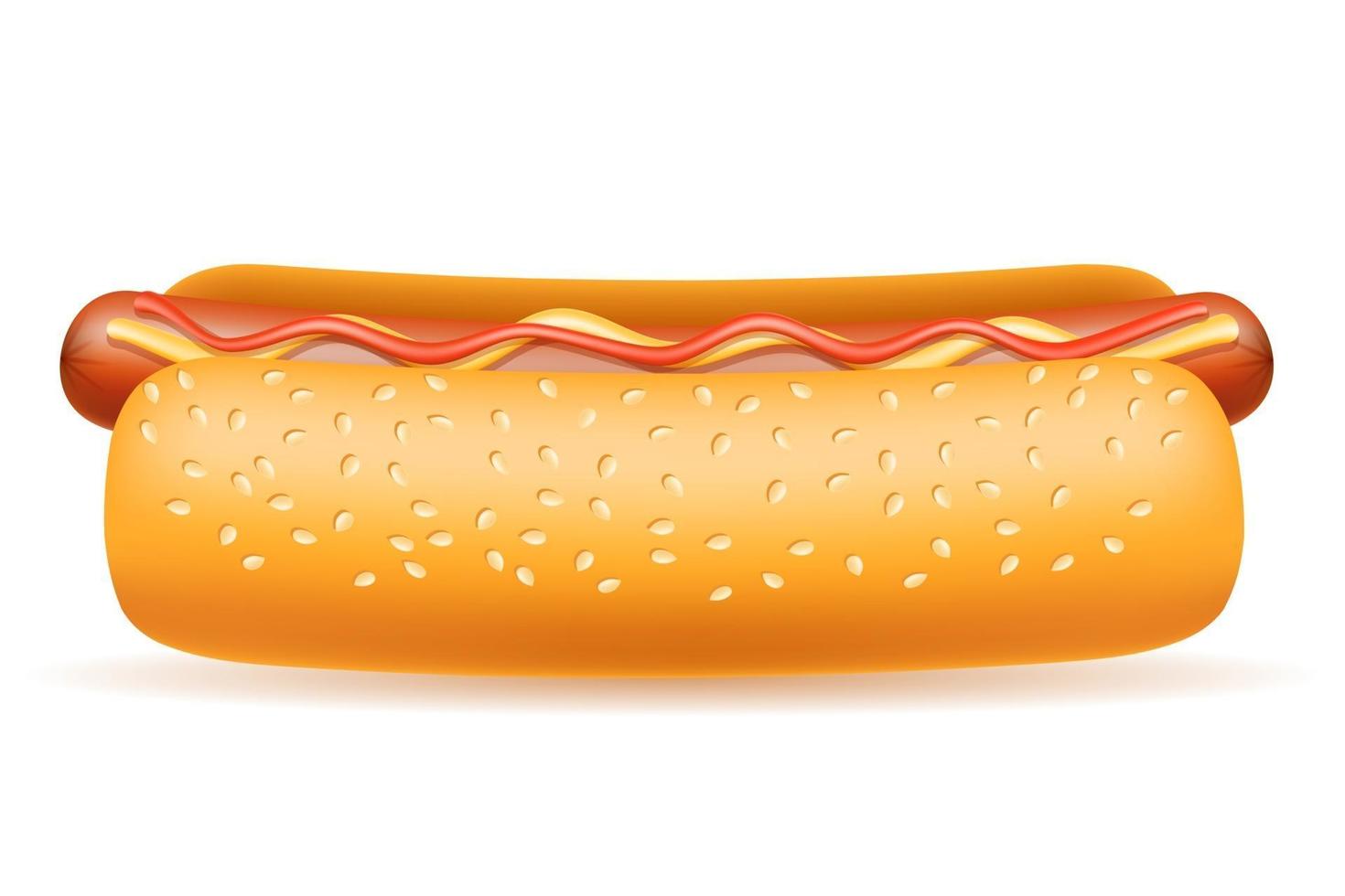 ilustração em vetor salsicha de pão de cachorro-quente isolada no fundo branco