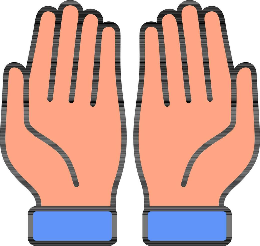 Rezar mãos ícone dentro azul e laranja cor. vetor