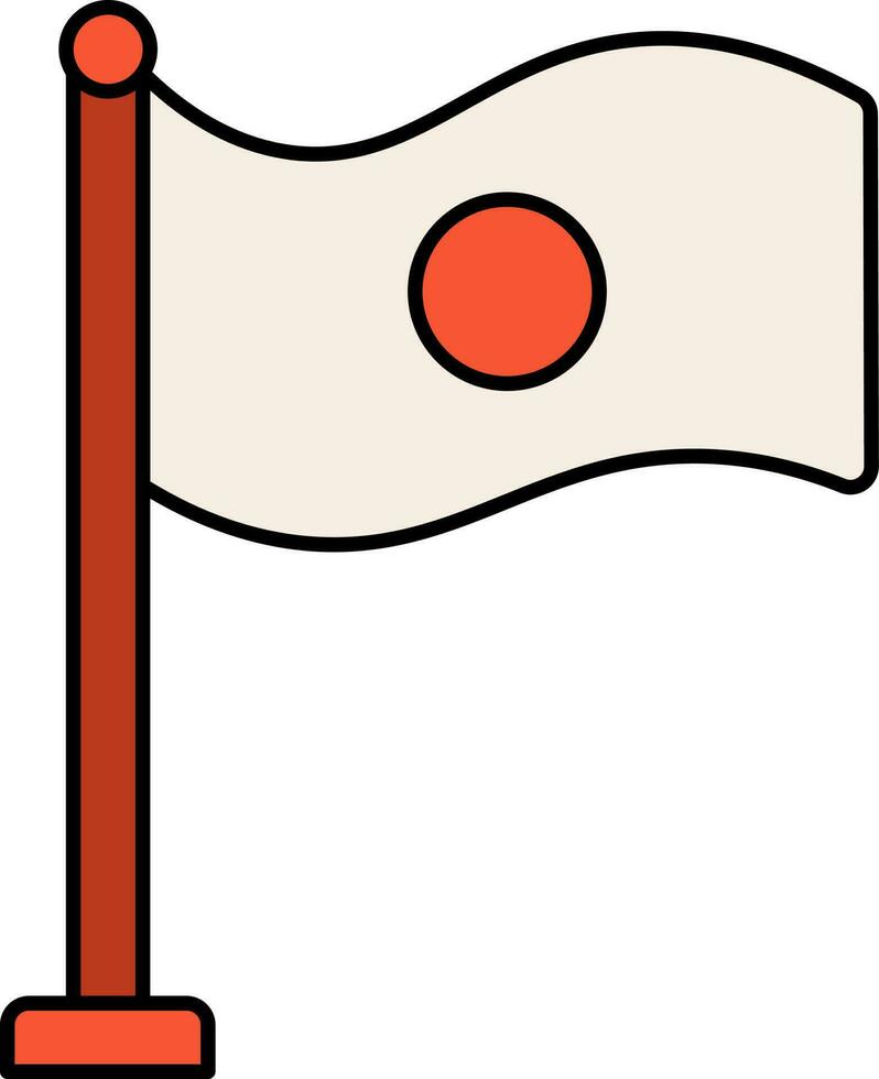 ondulado Japão nacional bandeira ícone dentro laranja e branco cor. vetor