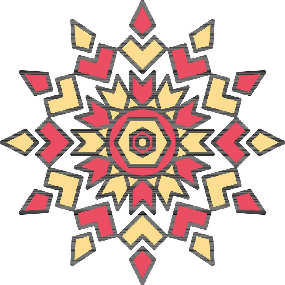 floral mandala seta ícone dentro vermelho e amarelo cor. vetor