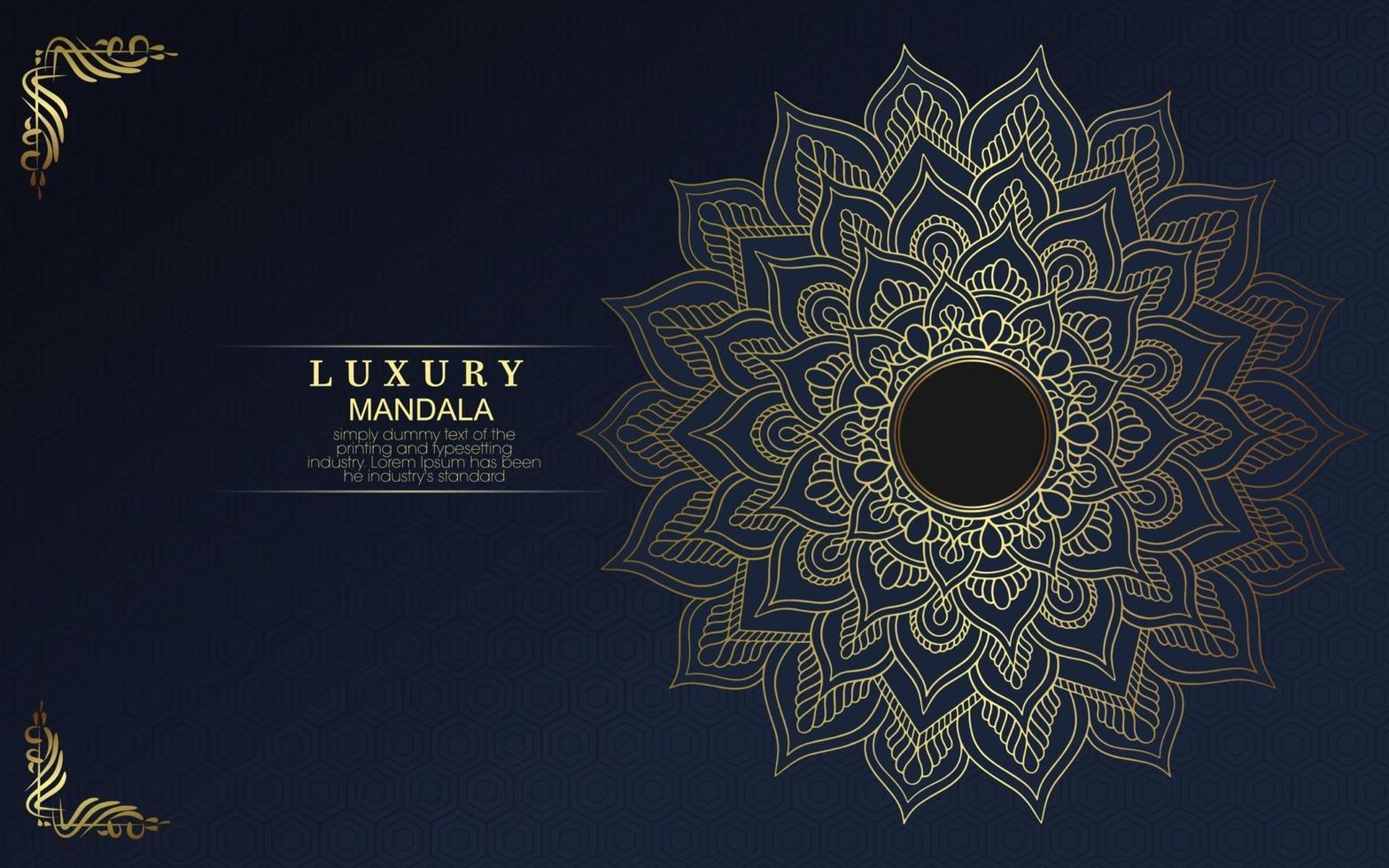 Fundo de mandala de luxo com arabescos dourados vetor