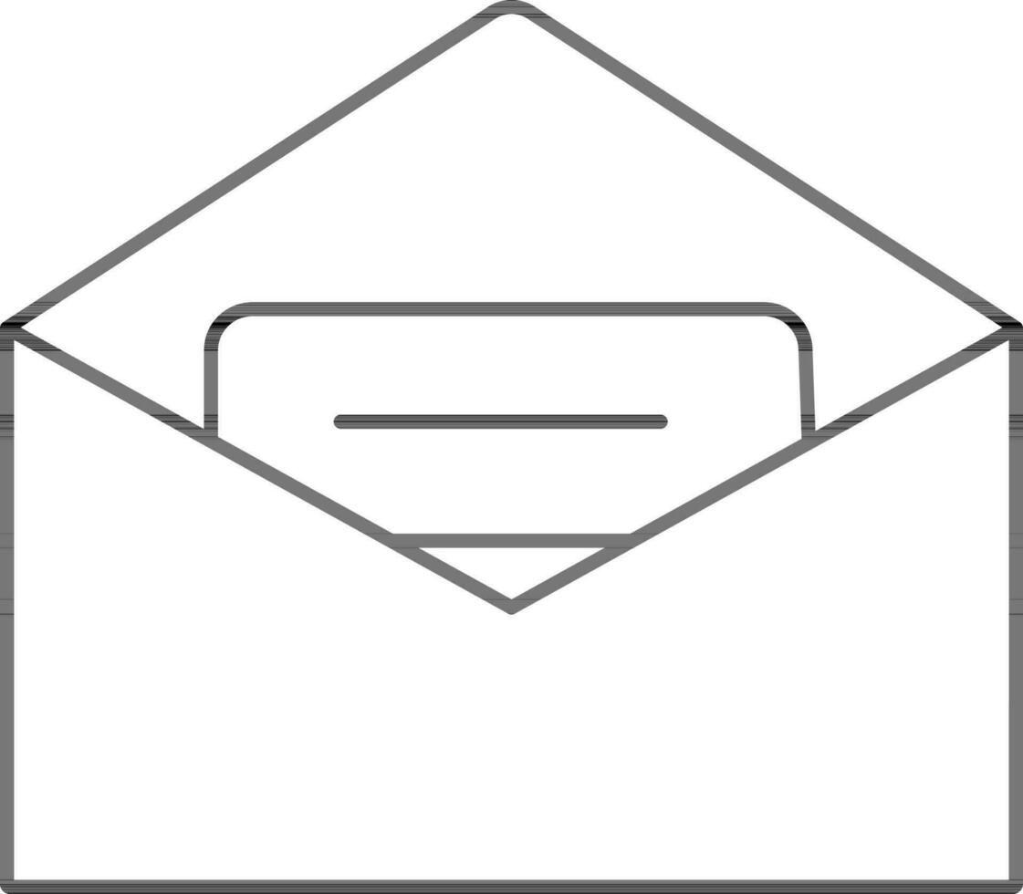envelope com papel ícone dentro Preto contorno. vetor