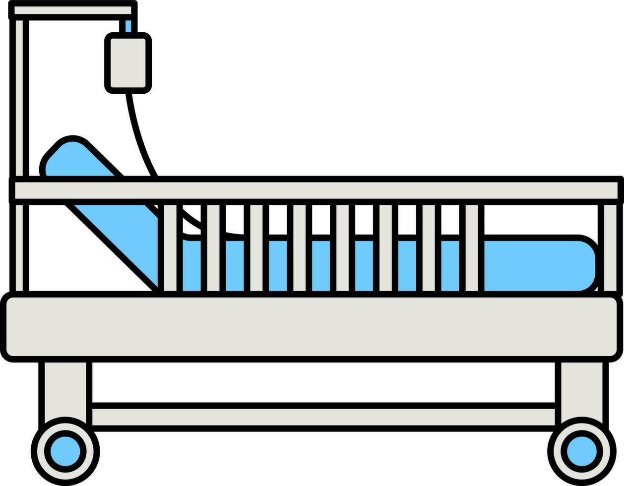 iv ficar de pé com médico cama ícone dentro azul e cinzento cor. vetor